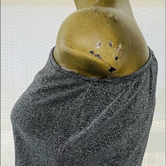 NWT Perfect Holiday TOP! Silver Shimmer UNI SLEEVE With TIES at SIDE Large - Picture 5 of 12